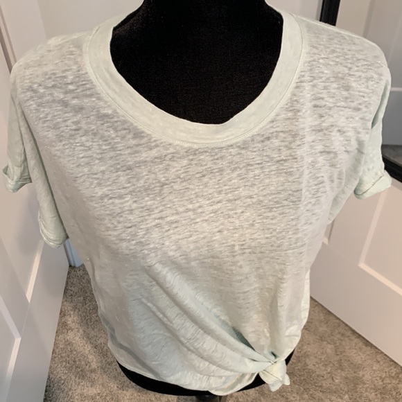 Lou & Grey for LOFT 100% Linen Tie Front Tee in Mint Green - Picture 2 of 4